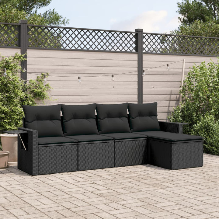 sofasæt til haven 5 dele med hynder polyrattan sort