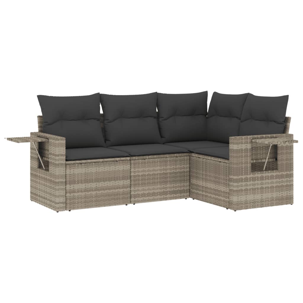 sofasæt til haven 4 dele med hynder polyrattan lysegrå