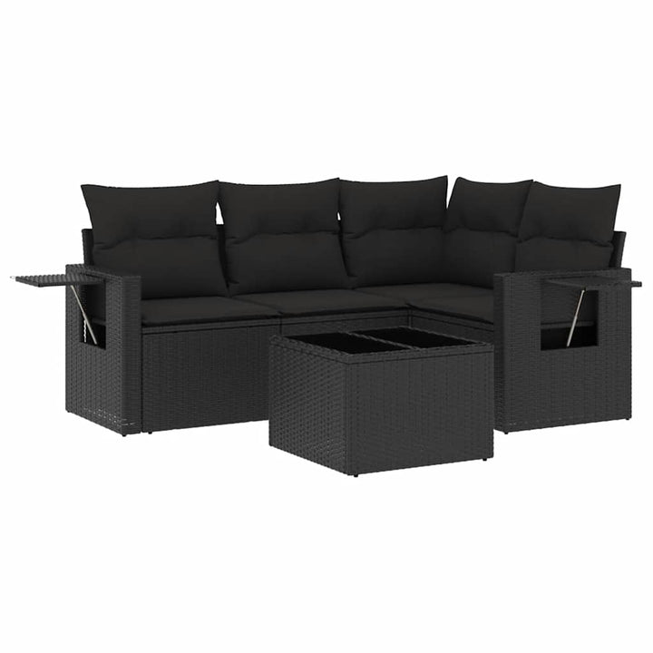 sofasæt til haven 5 dele med hynder polyrattan sort