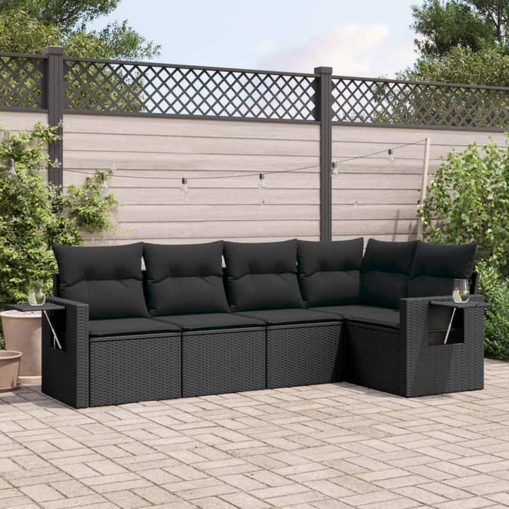 sofasæt til haven 5 dele med hynder polyrattan sort