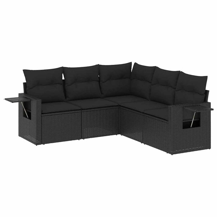 sofasæt til haven 5 dele med hynder polyrattan sort