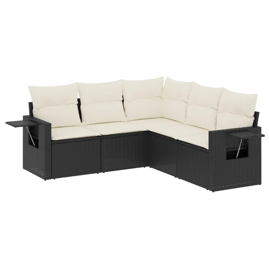 sofasæt til haven 5 dele med hynder polyrattan sort