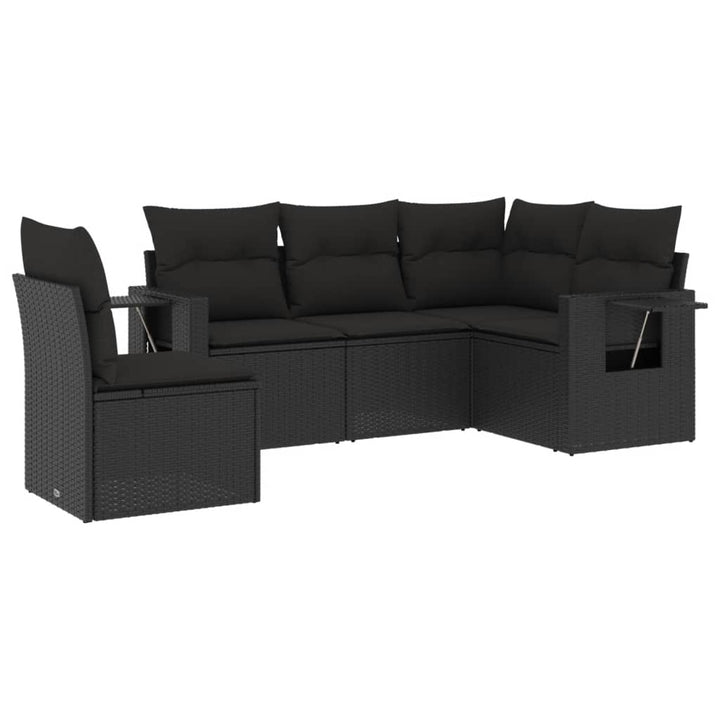 sofasæt til haven 5 dele med hynder polyrattan sort