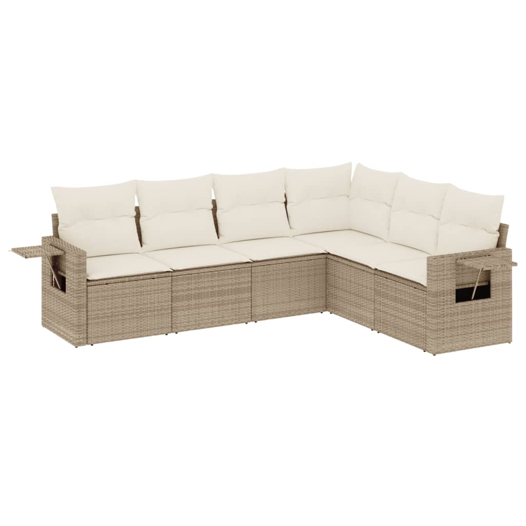 sofasæt til haven 6 dele med hynder polyrattan beige