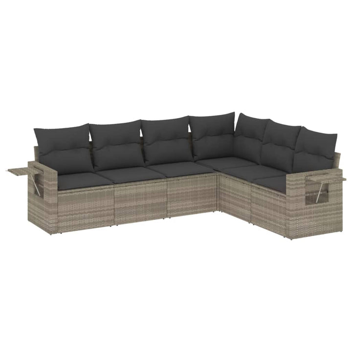sofasæt til haven 6 dele med hynder polyrattan lysegrå