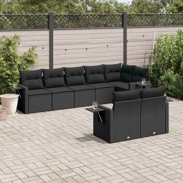 sofasæt til haven 8 dele med hynder polyrattan sort
