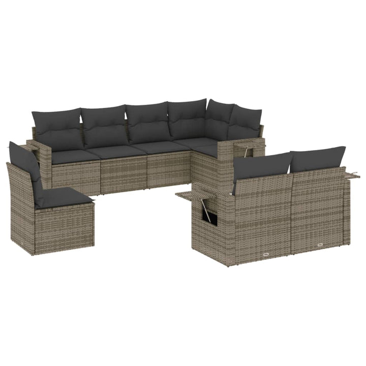 sofasæt til haven 8 dele med hynder polyrattan grå