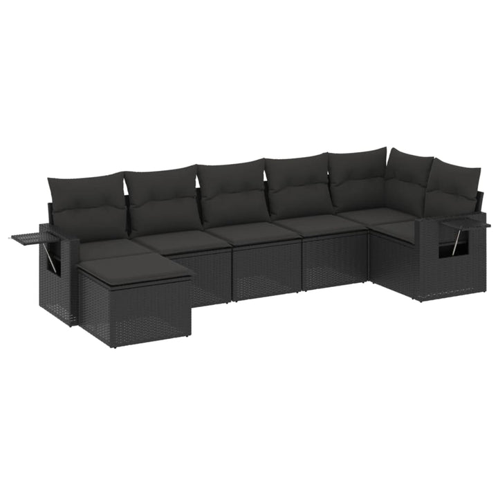 sofasæt til haven 7 dele med hynder polyrattan sort