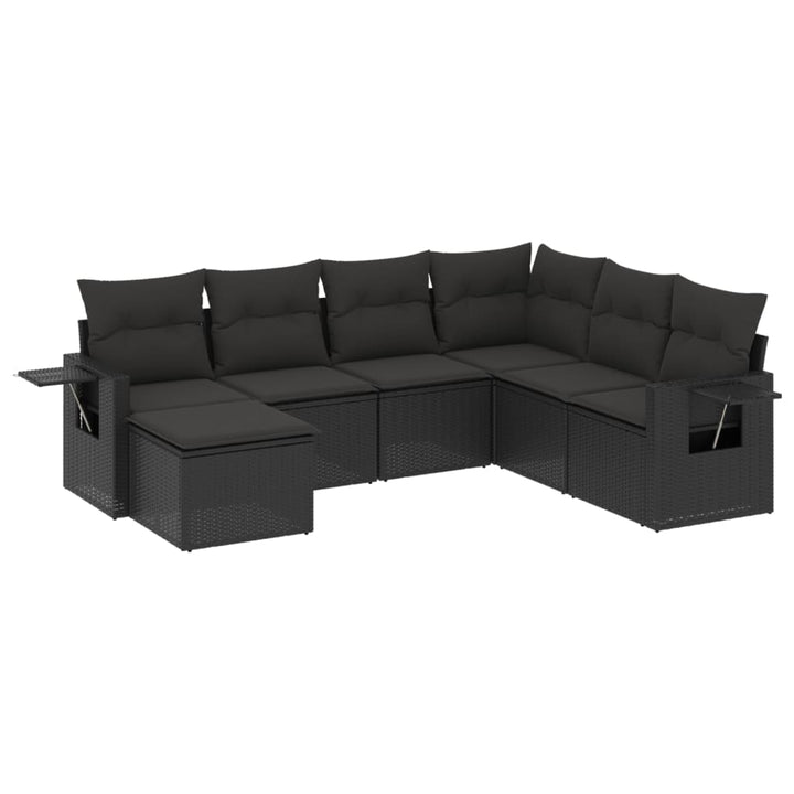 sofasæt til haven 7 dele med hynder polyrattan sort