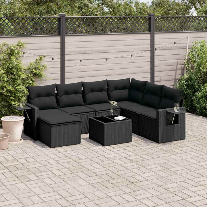 sofasæt til haven 8 dele med hynder polyrattan sort