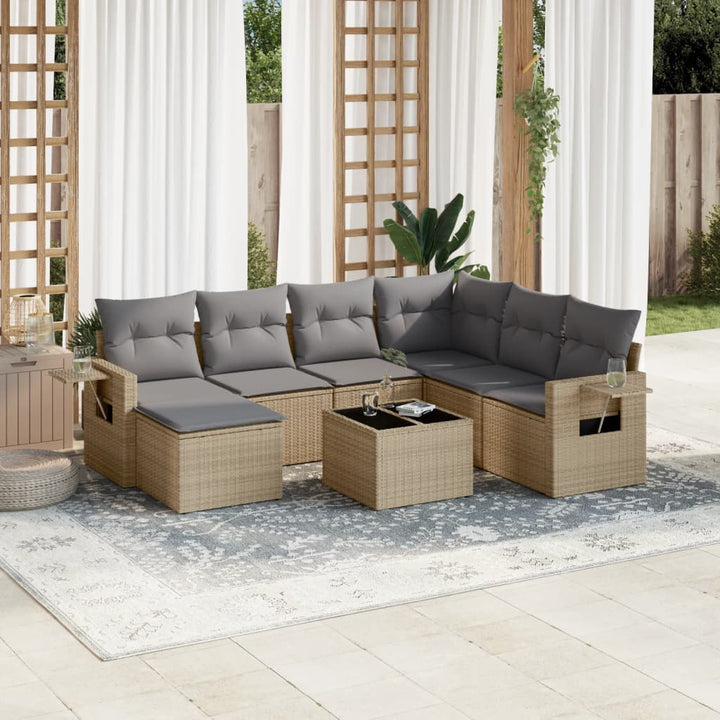 sofasæt til haven 8 dele med hynder polyrattan beige