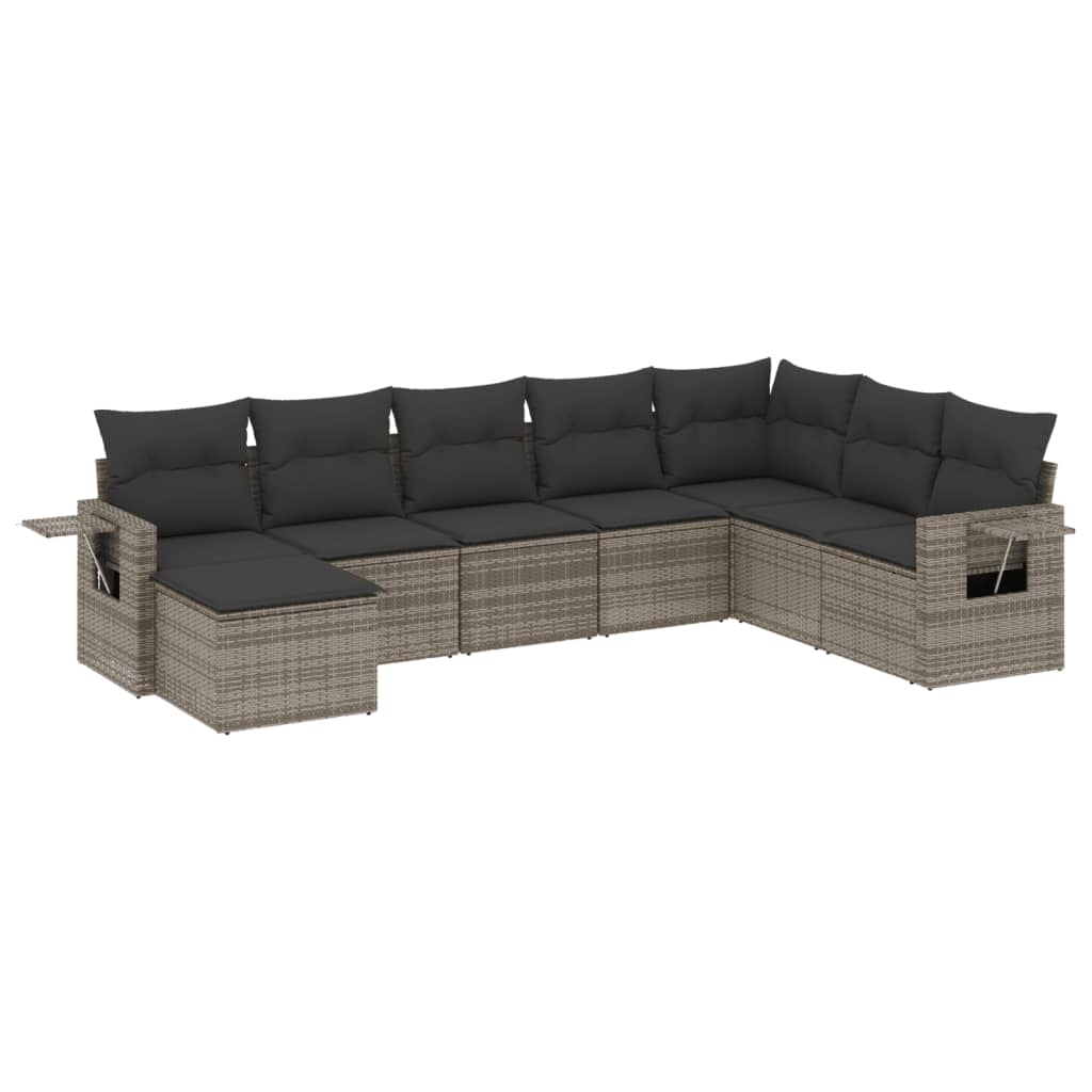 sofasæt til haven 8 dele med hynder polyrattan grå