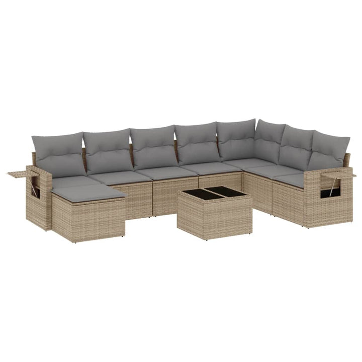 sofasæt til haven 9 dele med hynder polyrattan beige