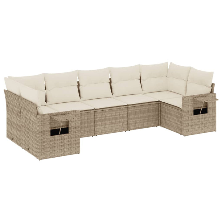 sofasæt til haven 7 dele med hynder polyrattan beige