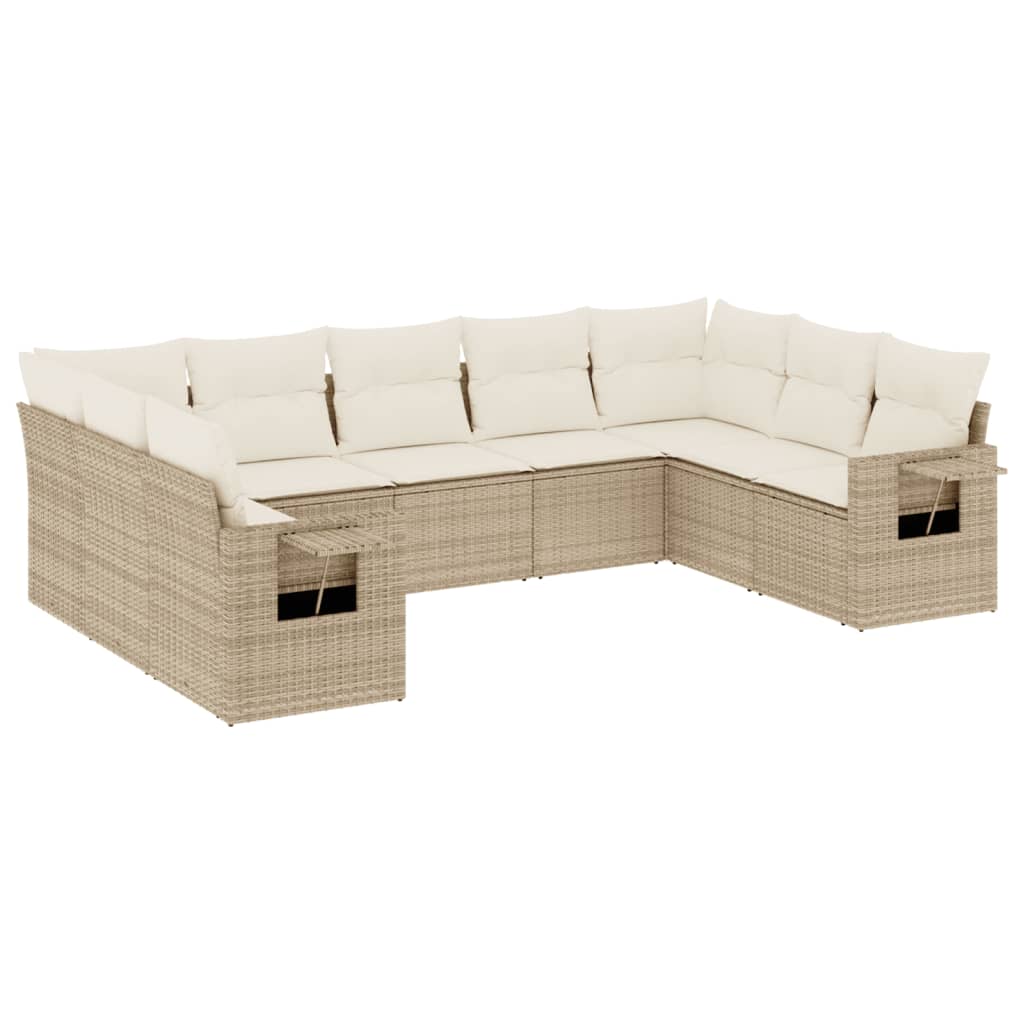 sofasæt til haven 9 dele med hynder polyrattan beige