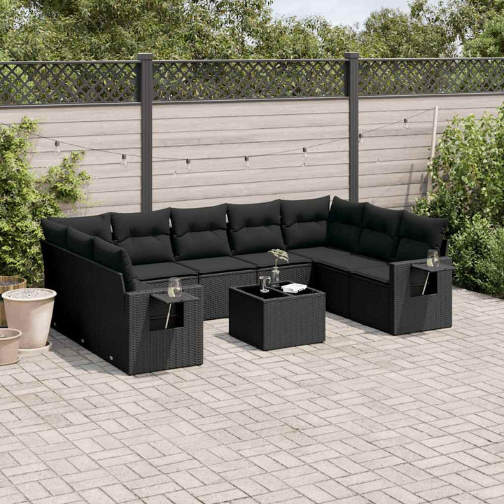 sofasæt til haven 10 dele med hynder polyrattan sort