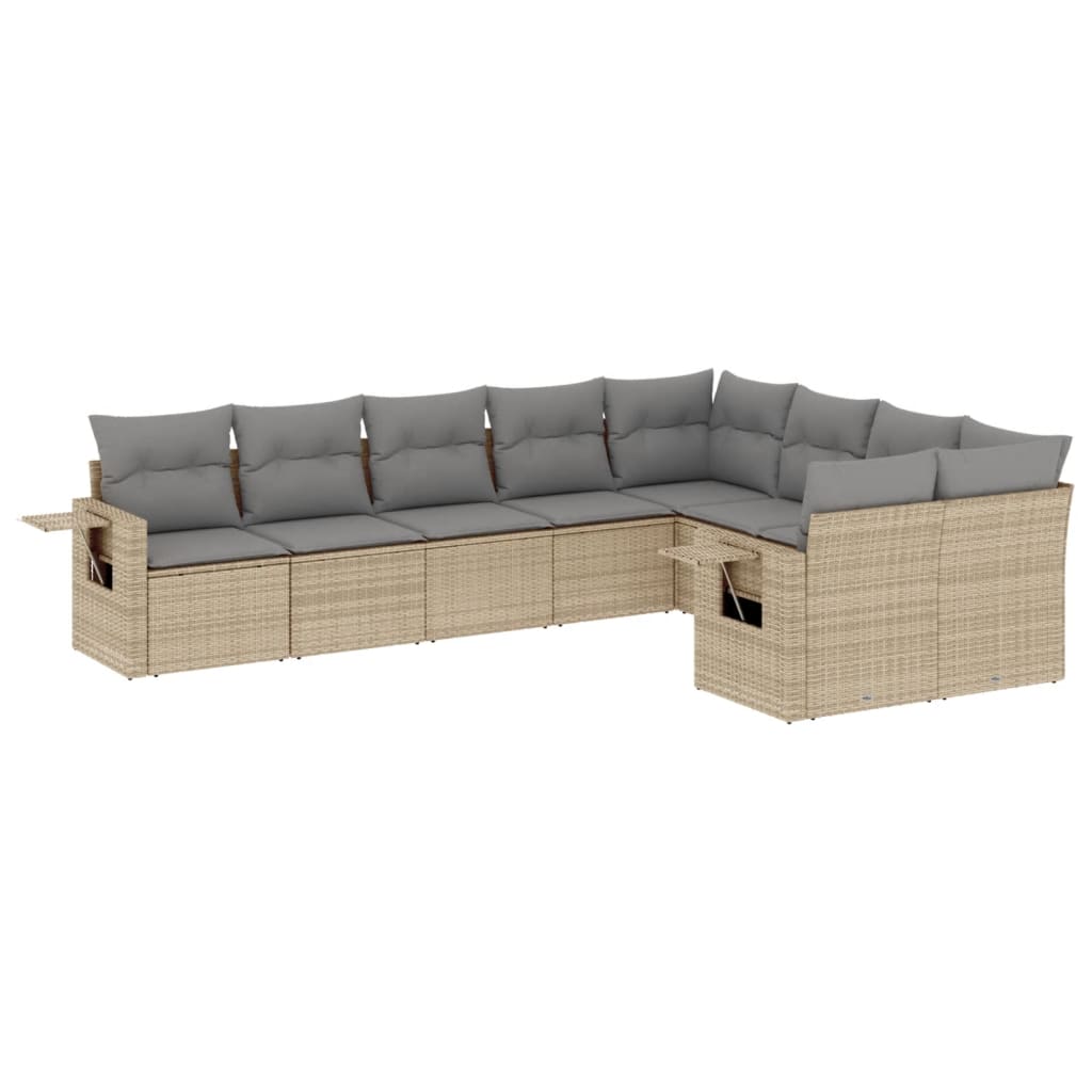 sofasæt til haven 9 dele med hynder polyrattan beige