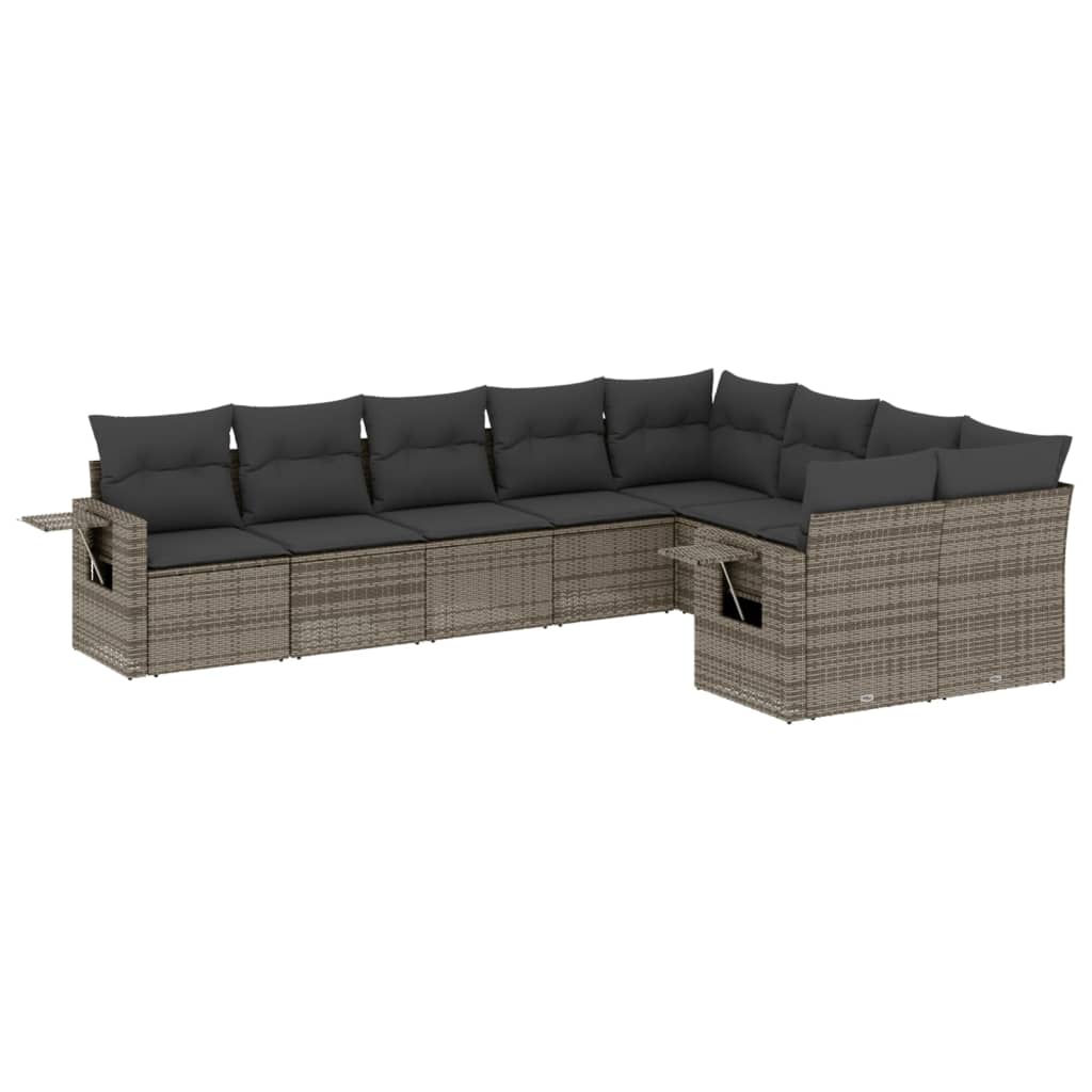 sofasæt til haven 9 dele med hynder polyrattan grå