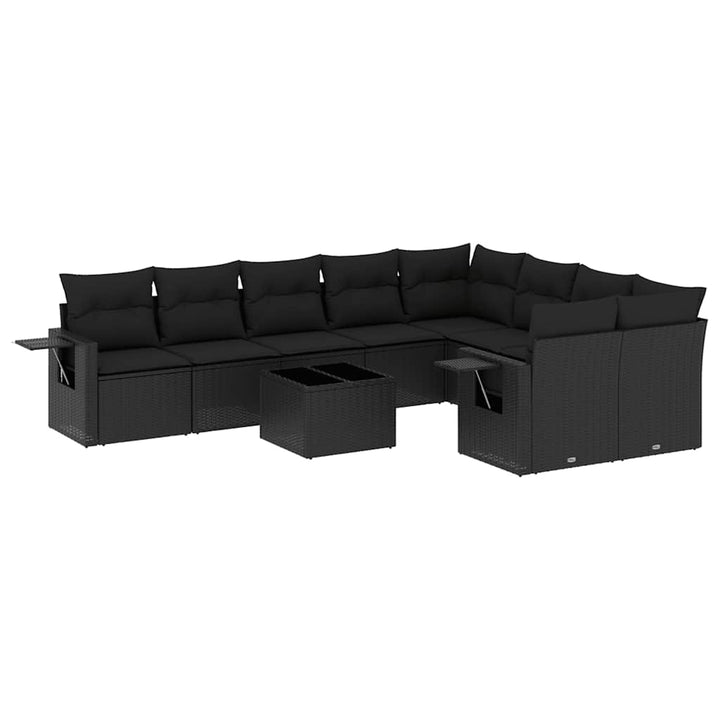 sofasæt til haven 10 dele med hynder polyrattan sort