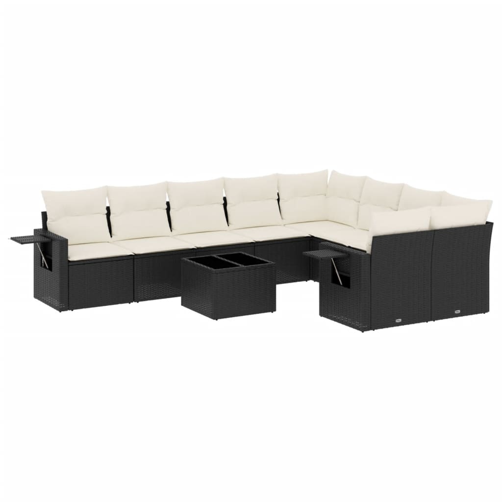 sofasæt til haven 10 dele med hynder polyrattan sort