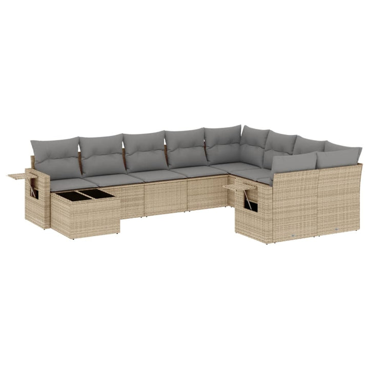 sofasæt til haven 10 dele med hynder polyrattan beige