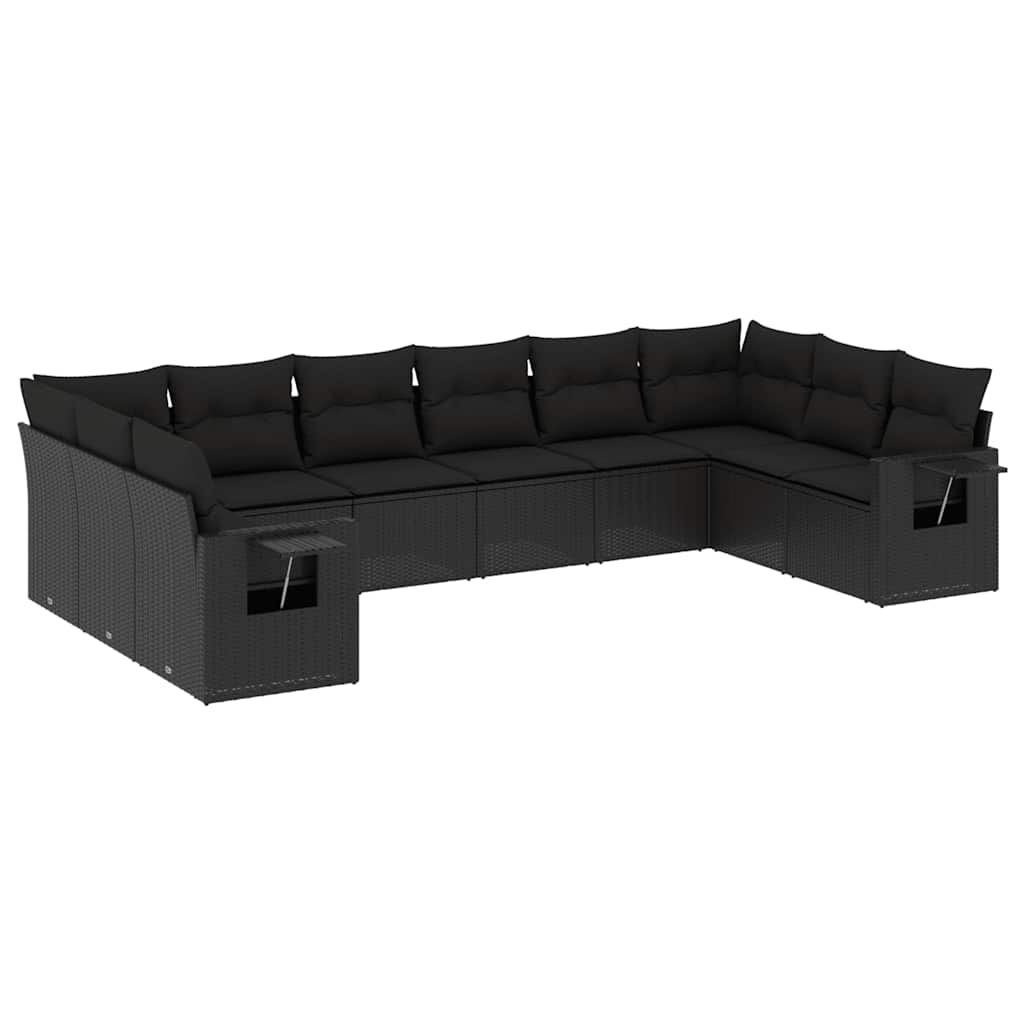 sofasæt til haven 10 dele med hynder polyrattan sort