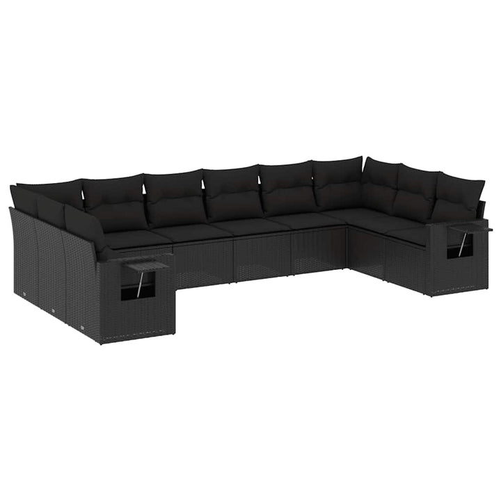 sofasæt til haven 10 dele med hynder polyrattan sort
