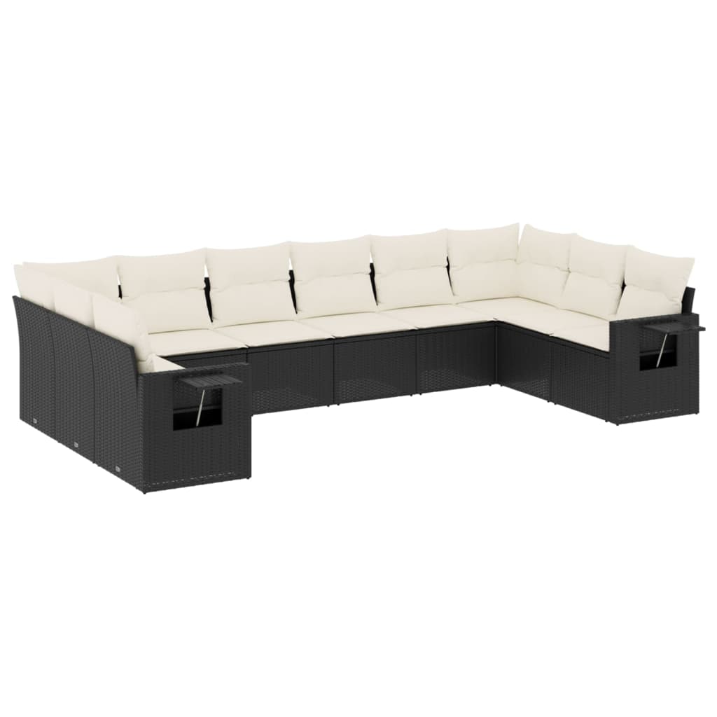 sofasæt til haven 10 dele med hynder polyrattan sort