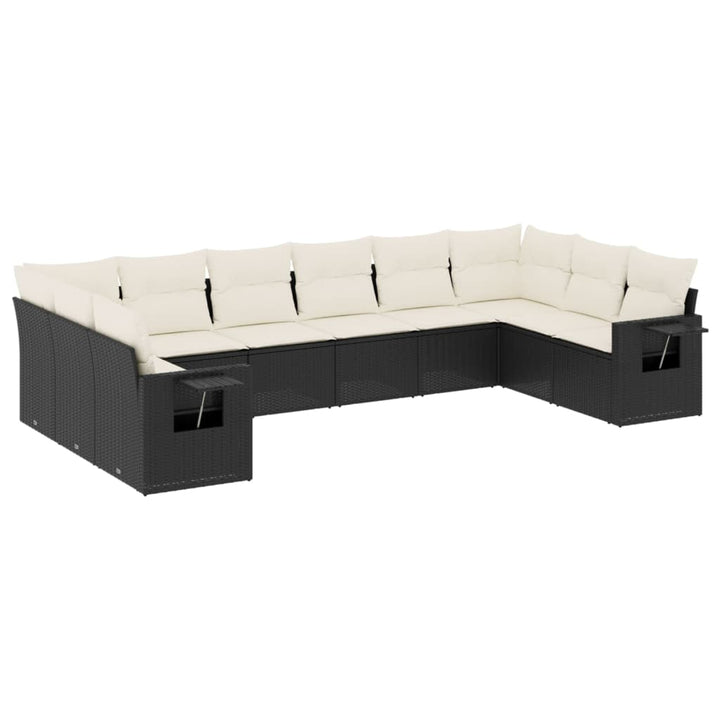 sofasæt til haven 10 dele med hynder polyrattan sort