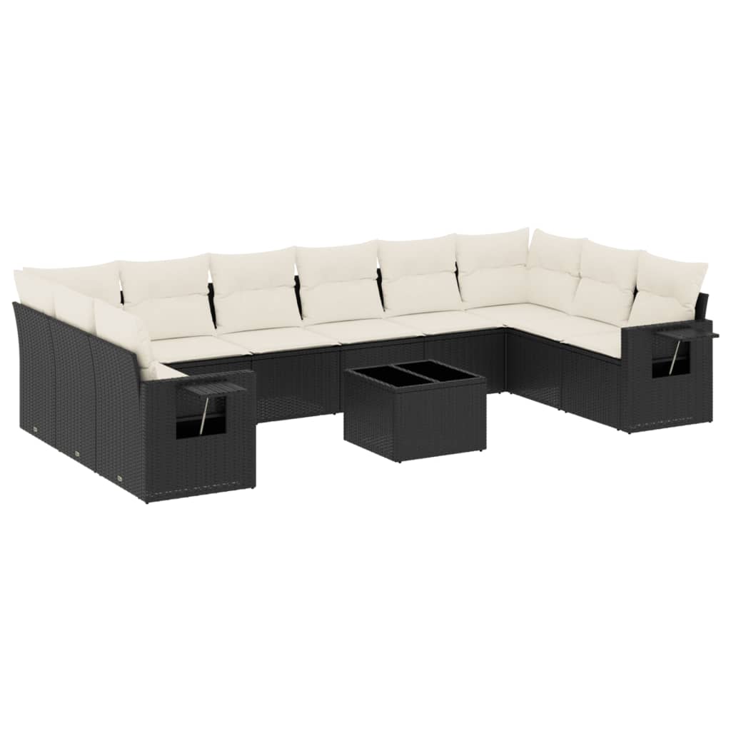 sofasæt til haven 11 dele med hynder polyrattan sort