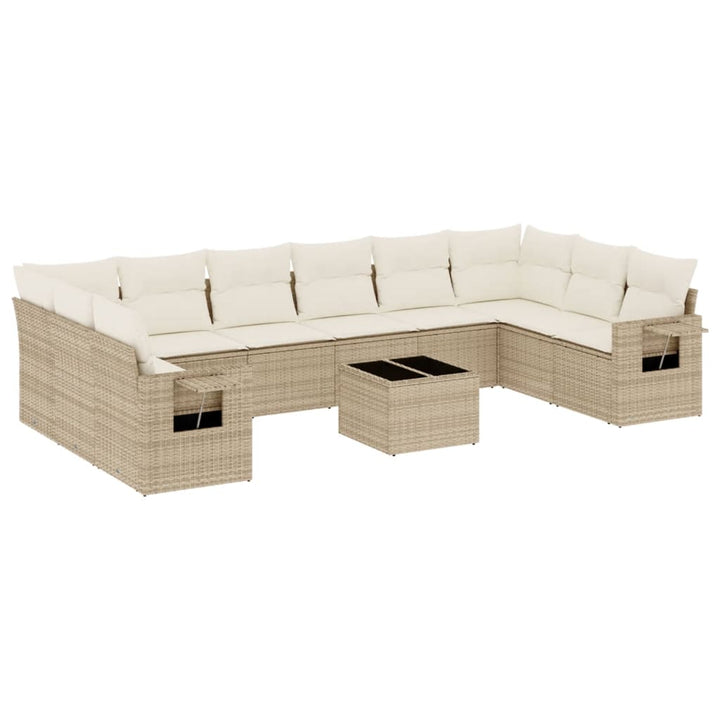 sofasæt til haven 11 dele med hynder polyrattan beige