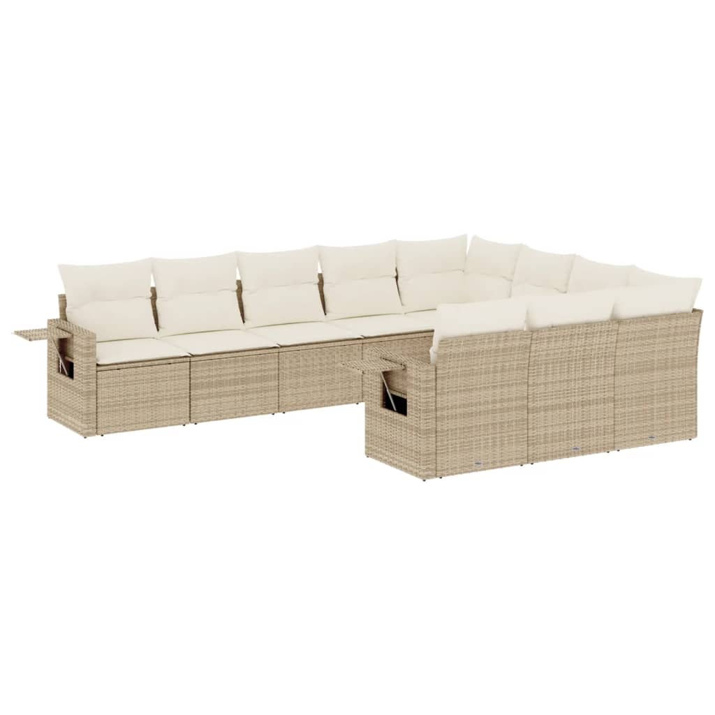 sofasæt til haven 10 dele med hynder polyrattan beige