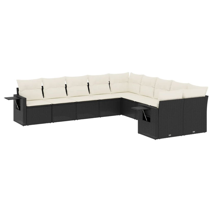 sofasæt til haven 10 dele med hynder polyrattan sort