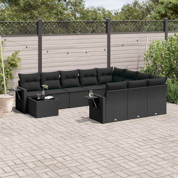 sofasæt til haven 11 dele med hynder polyrattan sort