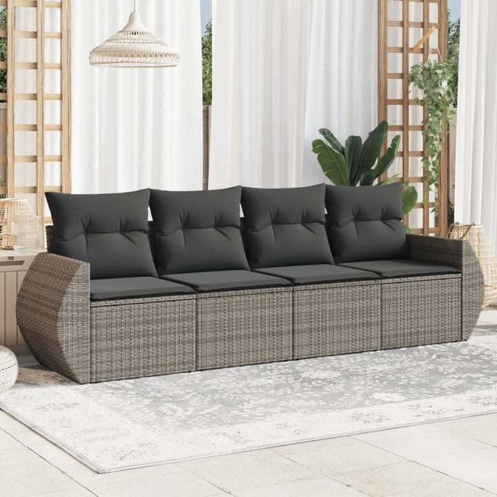 sofasæt til haven 4 dele med hynder polyrattan grå
