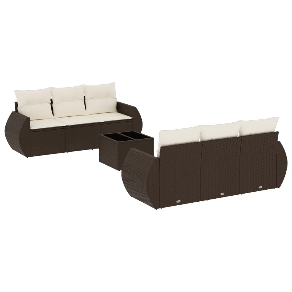 sofasæt til haven 7 dele med hynder polyrattan brun