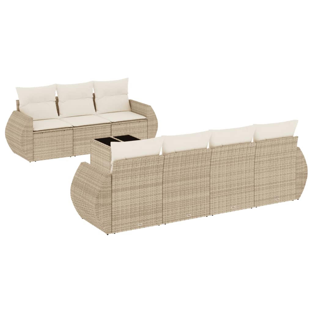 sofasæt til haven 8 dele med hynder polyrattan beige