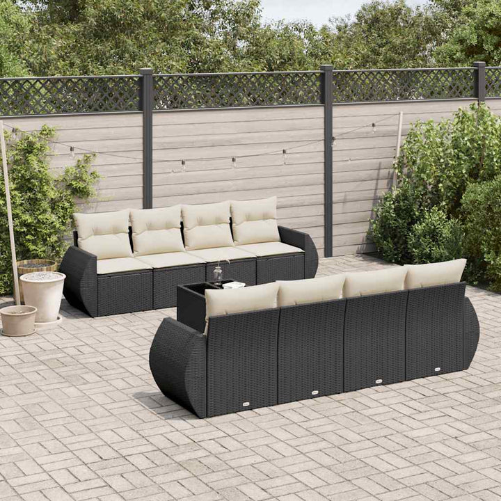 sofasæt til haven 9 dele med hynder polyrattan sort