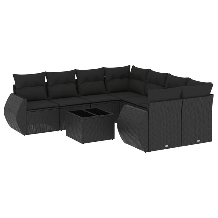 sofasæt til haven 9 dele med hynder polyrattan sort