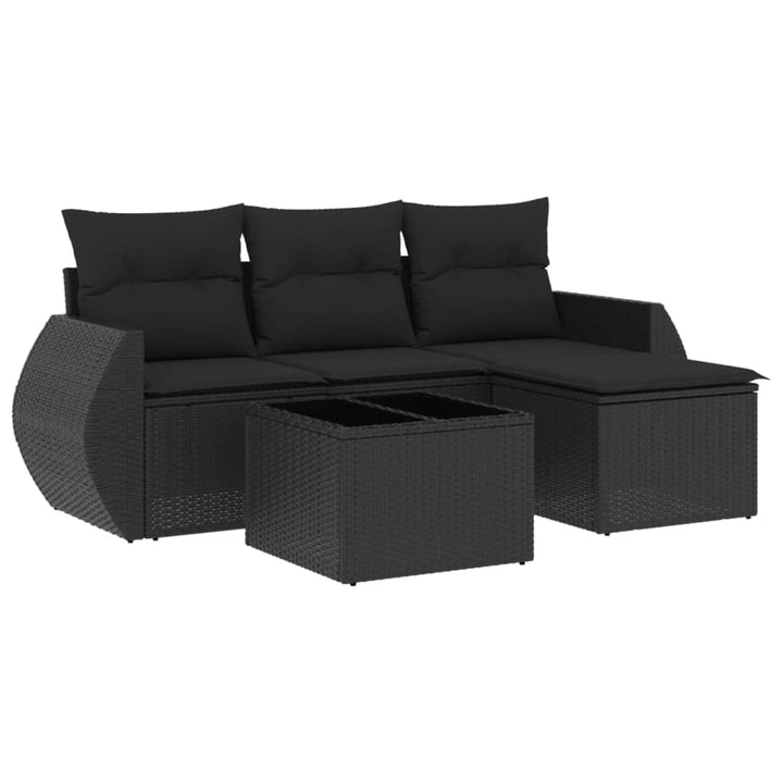 sofasæt til haven 5 dele med hynder polyrattan sort
