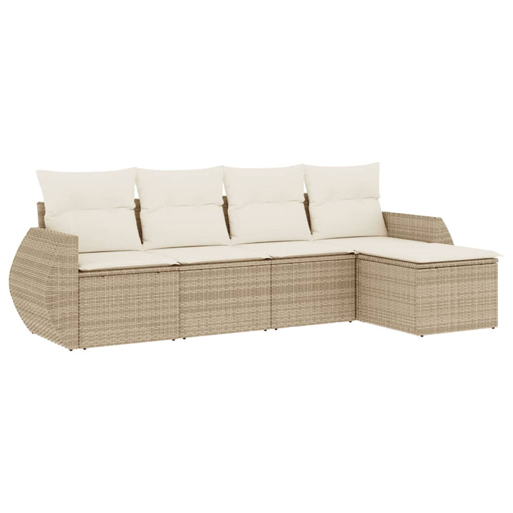 sofasæt til haven 5 dele med hynder polyrattan beige