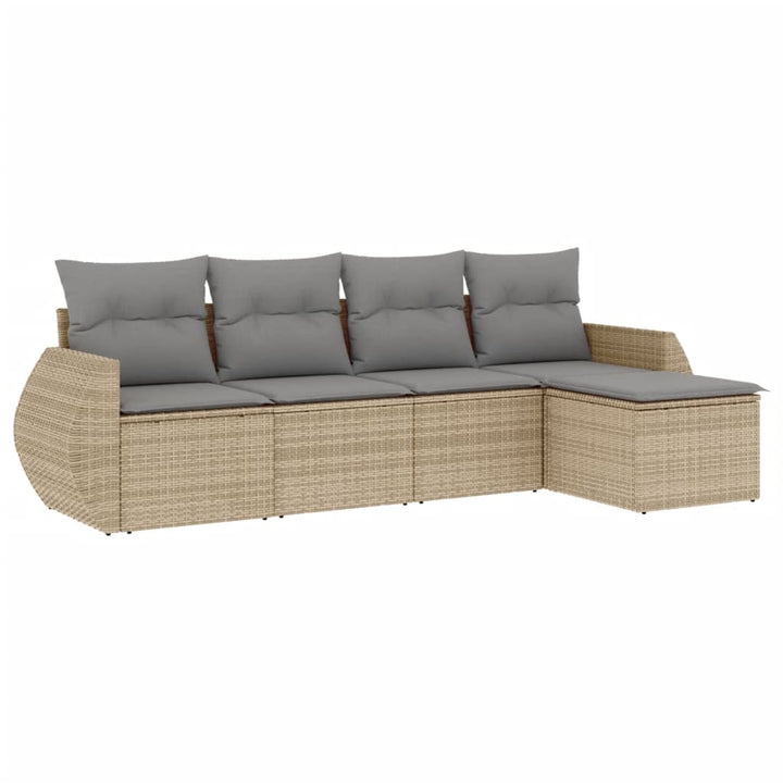 sofasæt til haven 5 dele med hynder polyrattan beige