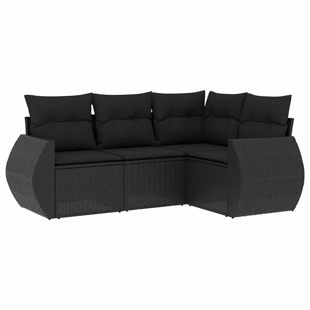 sofasæt til haven 4 dele med hynder polyrattan sort