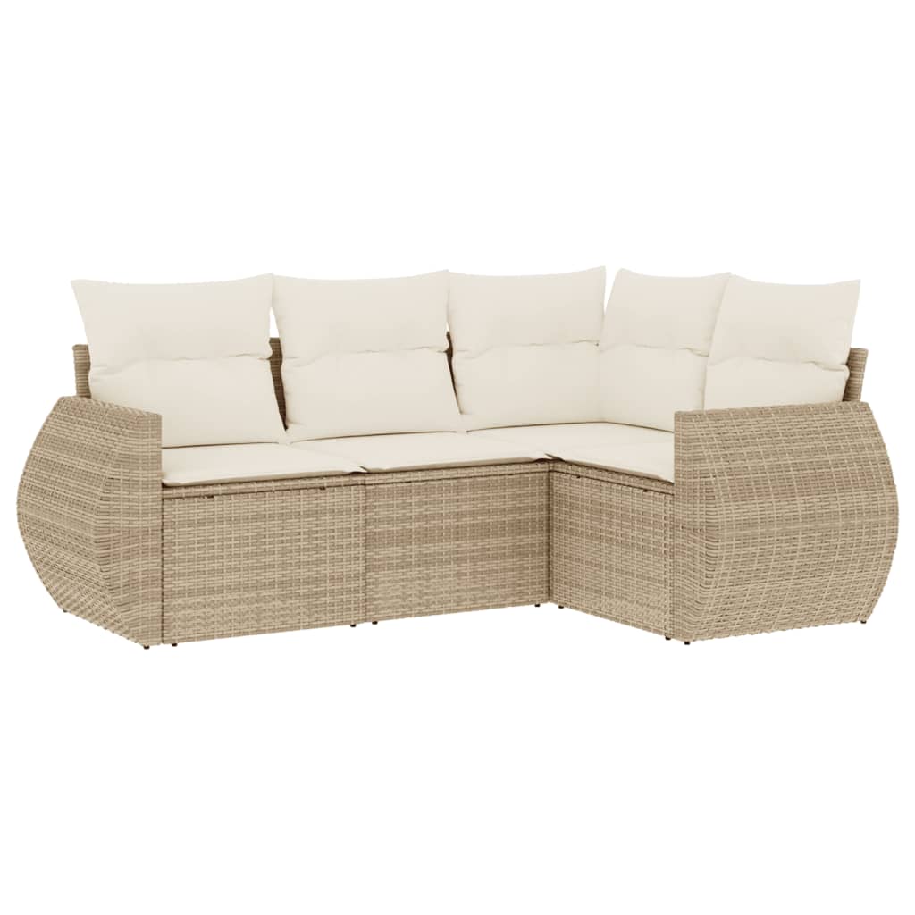 sofasæt til haven 4 dele med hynder polyrattan beige