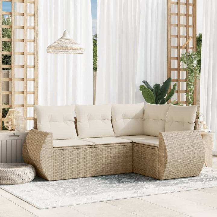 sofasæt til haven 4 dele med hynder polyrattan beige