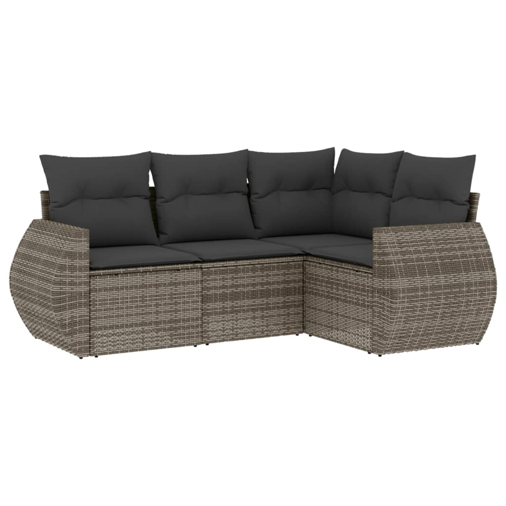 sofasæt til haven 4 dele med hynder polyrattan grå