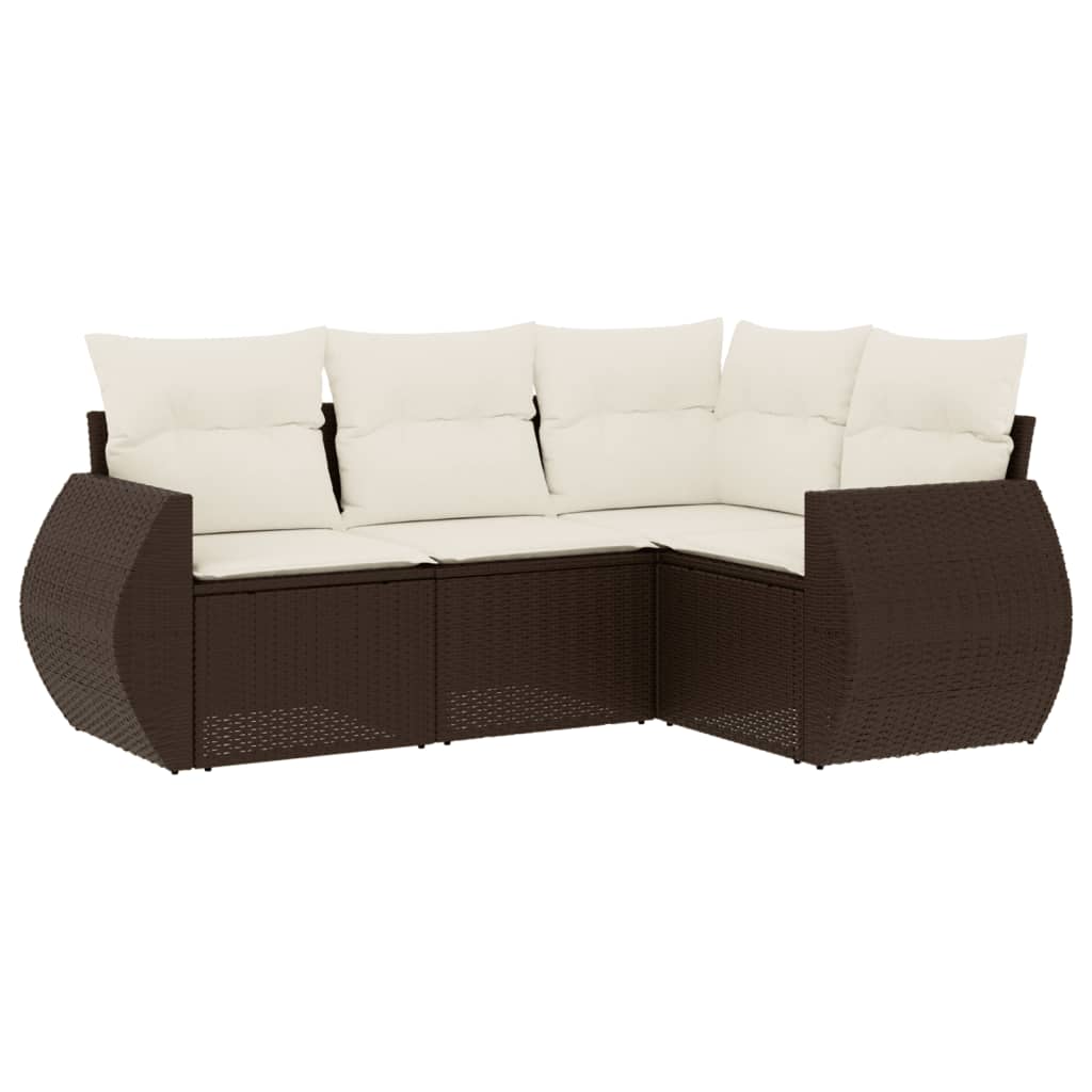 sofasæt til haven 4 dele med hynder polyrattan brun