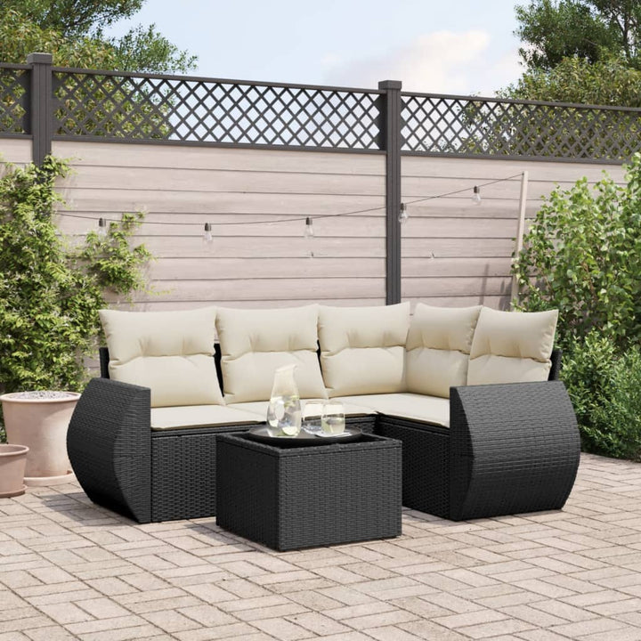 sofasæt til haven 5 dele med hynder polyrattan sort