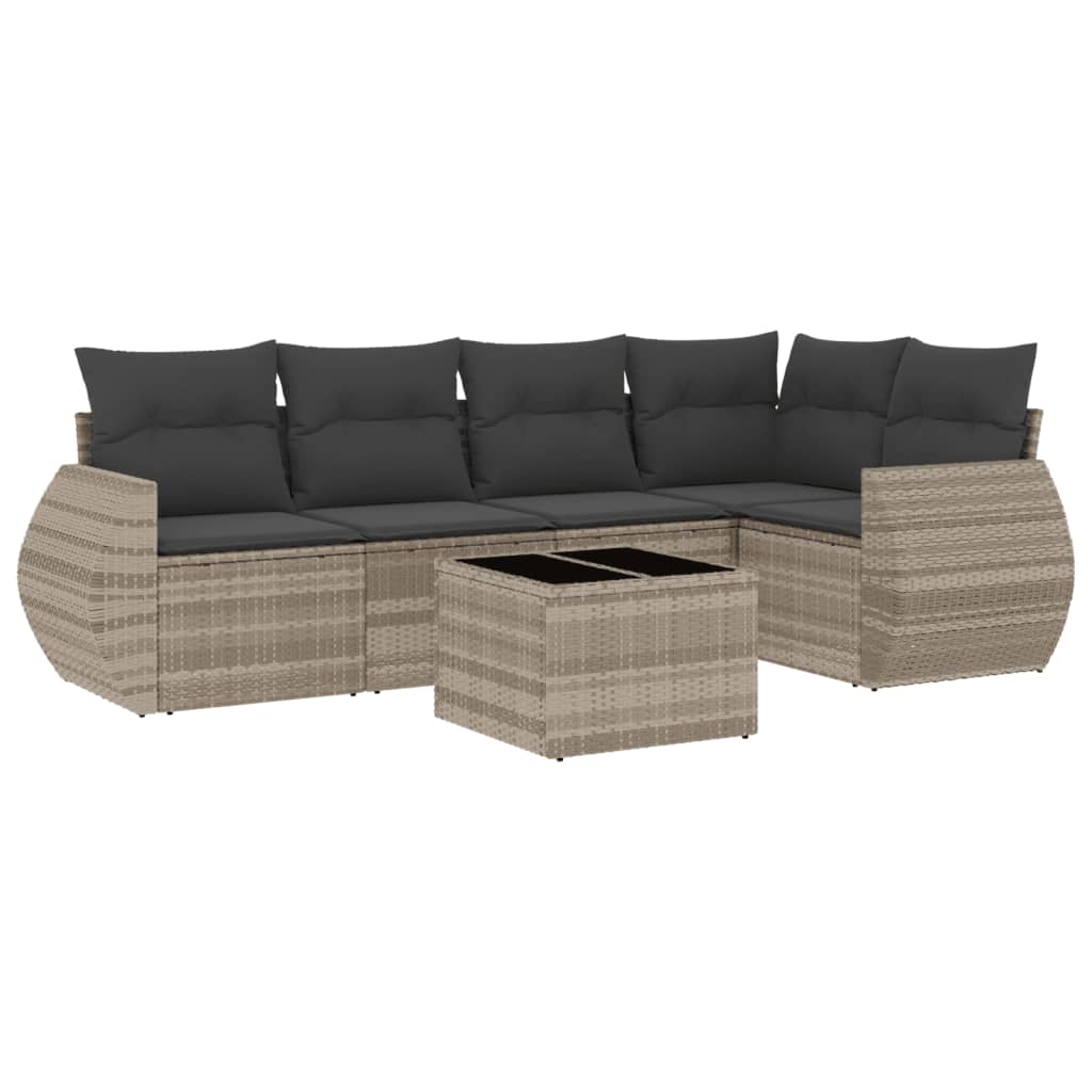 sofasæt til haven 6 dele med hynder polyrattan lysegrå