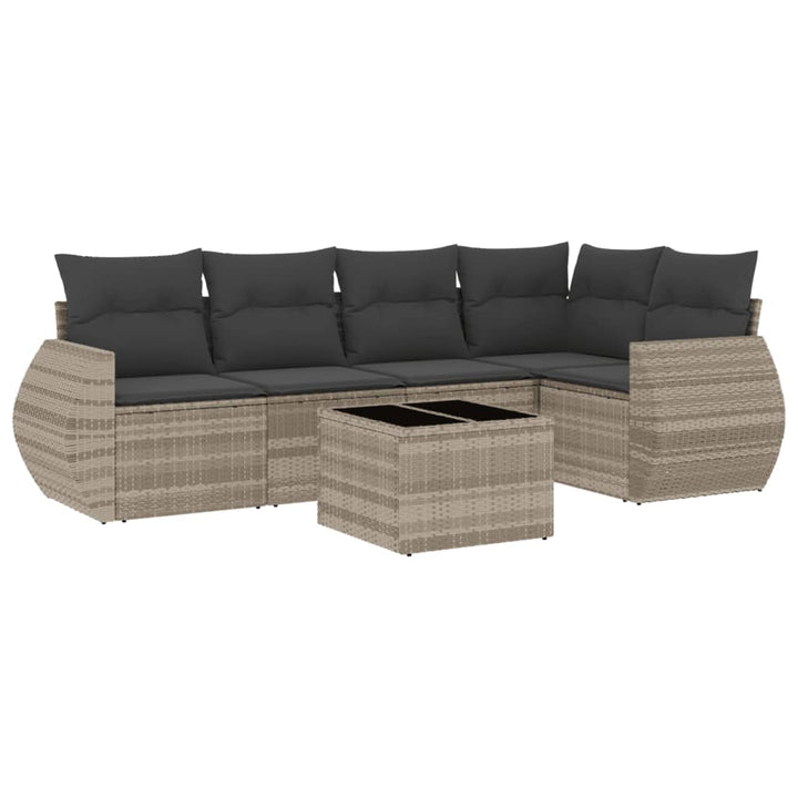 sofasæt til haven 6 dele med hynder polyrattan lysegrå